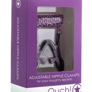 Shots Ouch Adjustable Nipple Clamps w/Chain - Purple