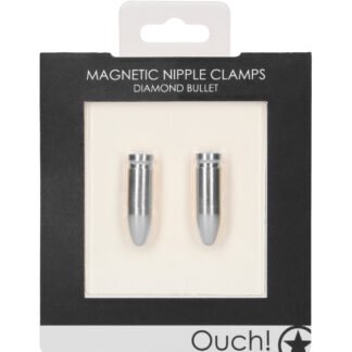 Shots Ouch Bullet Magnetic Nipple Clamps - Silver