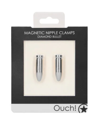 Shots Ouch Bullet Magnetic Nipple Clamps - Silver