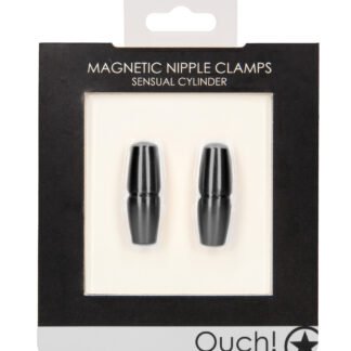 Shots Ouch Sensual Cylinder Magnetic Nipple Clamps - Black